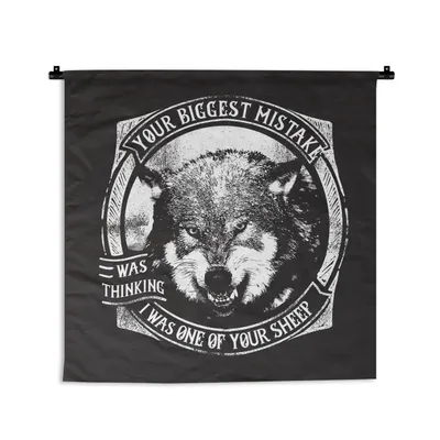 Produktbild von MuchoWow® Wandteppich Wandbehang Wolf - Vintage - Illustration 150x150 cm Tapisserie Dekoration Wandtuch - Wohnaccessoires - Modernes
