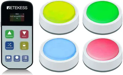 Produktbild von Retekess Quiz-Buzzer-System TM102 für Schulwettbewerbe, Alarm, Unterricht im Klassenzimmer, Partys, Familienspiele, Antwort Buzzer, 3 Reaktionsmodi