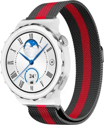 Produktbild von Strap-it Milanese - Kompatibel mit Huawei Watch GT 3Armband 42mmHochwertiger EdelstahlHuawei watch strap Armband mit Magnetverschluss für 20mmArmband Rot