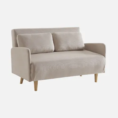 Produktbild von sweeek - 2-Sitzer-Sofa mit Cordbezug und Holzfüßen - Beige
