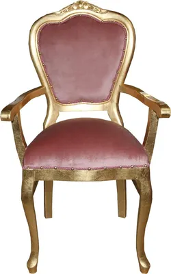 Produktbild von Casa Padrino Barock Luxus Esszimmer Stuhl mit Armlehnen Rosa/Gold - Limited Edition