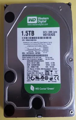 A close-up view of a Western Digital hard drive with its label clearly visible.