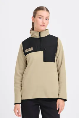 Image de Pull à col roulé OXMO OXNETE HALFZIP pour femme, coupe classique