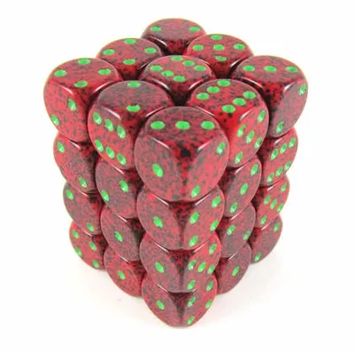 Produktbild von Chessex Erdbeer gesprenkeltes D6 12mm Würfelset (36 Stück)