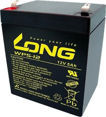 Obrázek produktu pro Long – WP5-12 – 12 V, 5000 mAh, olověná baterie – Faston F1