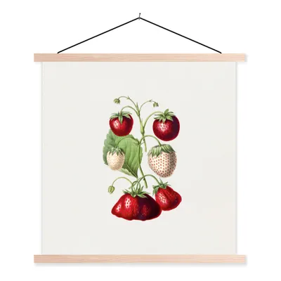 Produktbild von MuchoWow® Textilposter Erdbeeren - Pflanze - Frucht 40x40 cm mit holzfarbenen Rahmen - Posterleiste