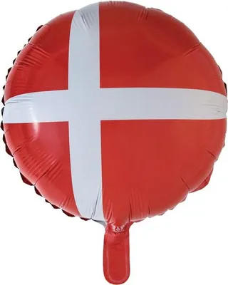Produktbild von Folienballon mit Dänemark Flaggenmotiv, 45 cm Durchmesser, befüllbar mit Helium oder Luft