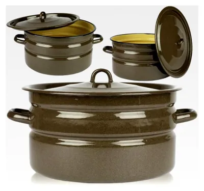 Produktbild von Emaillierter Einkochtopf, 16 Liter, Großer Kochtopf für Marmeladen und Einwecken, Mit Deckel und Griffen, Gastro (16 L)