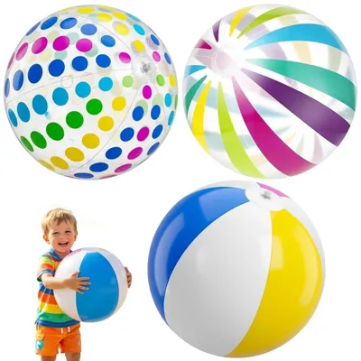 Imagen del producto de Pelotas de agua inflables, 40 cm, juego de 3 unidades, coloridas pelotas de playa para el verano