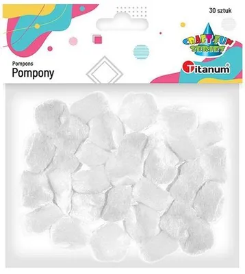Zdjęcie produktu dla TITANUM Białe pompony akrylowe 25 mm - 30 sztuk do prac ręcznych