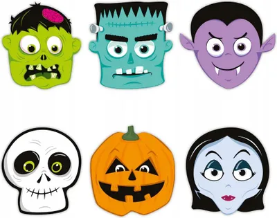 Obrázok produktu pre Halloweenske papierové masky 24x23cm 6ks.