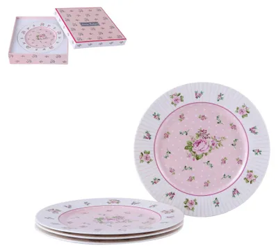 Kuchenteller-Set 4er-Pack Porzellan Vintage Rosa 18 cm