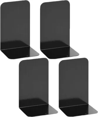Produktbild von Deefongo Metall-Buchstützen mit rutschfesten Gummiauflagen, 20cm*14cm, Schwarz