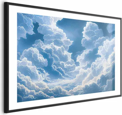 Produktbild von Posterpapier Poster - Blue Sky Breaking Through White, Fluffy Clouds 90x60 cm Muster b-H-10046-ao-a