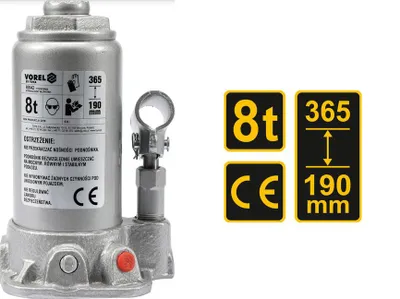 Produktbild von Yato 80042, Universal, 8000 kg, Hydraulischer Wagenheber, 19 cm, 36,5 cm, Grau