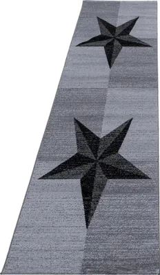 Image de Tapis de couloir pour salon, gris, motif étoiles, dimensions 80x300 cm