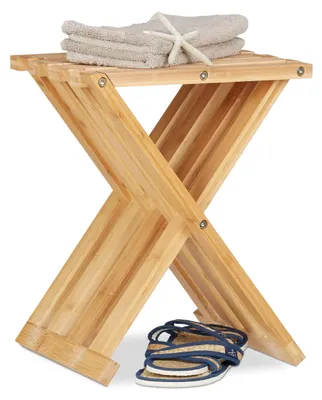 Klappbarer Bambus-Hocker 42x32x27 cm, bis 60 kg belastbar, Natur