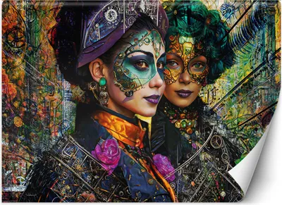 Produktbild von Vlies fototapete Frau Karneval Abstraktion 400x280 cm Feeby Bunt inkl. Kleber einfache Montage