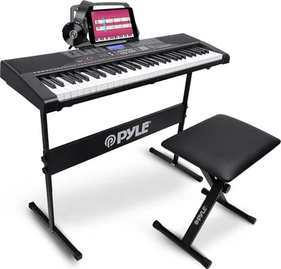 Produktbild von Pyle 61 Tasten Digitale Elektronische Klaviertastatur mit Bluetooth, voreingestellte wählbare Töne, digitales LCD, tragbares musikalisches