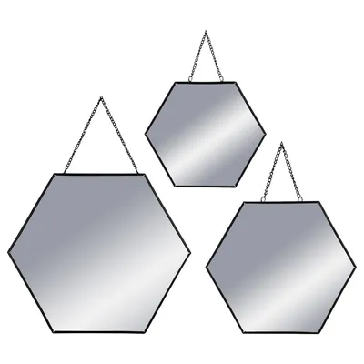 Image de Set aus 3 spiegeln schwarz l20 25 30cm  - Atmosphera créateur d'intérieur