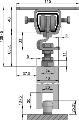 Obrázek produktu pro Sada posuvné brány SP300D101 pozinkovaná, modrá D.2000mm