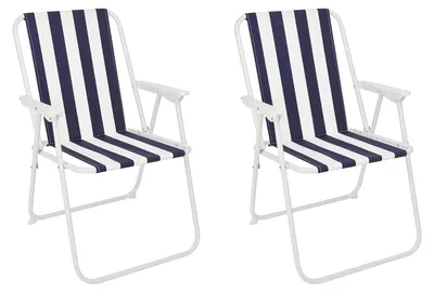 Produktbild von 2er Set Campingstuhl Blau/Weiß gestreift