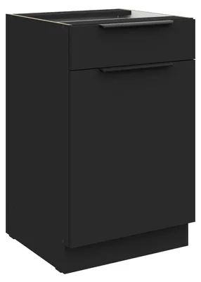 Produktbild von Küchen Unterschrank 50 cm SIENA Schwarz Vollauszug Soft-Close Küche Küchenzeile