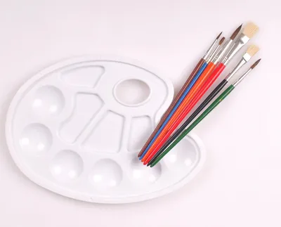 Produktbild von Pinselset mit Farbmischpalette Rundpinsel Flachpinsel Mischpalette Pinsel