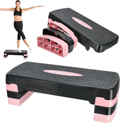 Immagine prodotto di Stepper per esercizi di fitness aerobico, 3 livelli - modulare - rosa