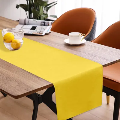 Obrázek produktu pro Moderní ubrus v jarním stylu, omyvatelný ubrus, ubrus lněného vzhledu, voděodolný ubrus, ubrus do jídelny, slavnostní dekorace (40 x 240 cm (2), žlutá)