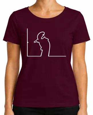 Imagen del producto de Camiseta para mujer, diseño "Linea Balum Strichmännchen" de Osvaldo Cavandoli, estilo "Kult", color burdeos, talla M