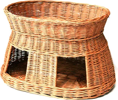 Produktbild von JIPRO® Katzenhaus, Hundehaus aus Weide zwei Eingänge Dom V. - B 70 x T 45 x H 50(cm)
