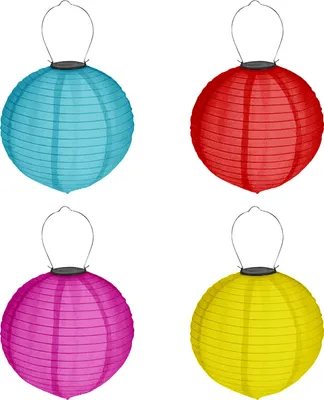 Produktbild von 4er Set Solar LED Lampion Ø 20 cm Party Garten Laterne Bunt Deko Lampenschirm Lampe Kugel Gartenlampion