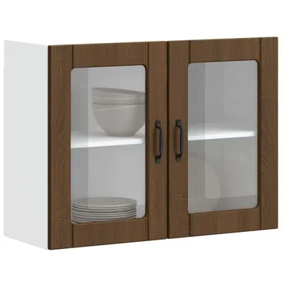 Produktbild von Küchen-Hängeschrank mit Glastür Lucca Braun Eichen-Optik