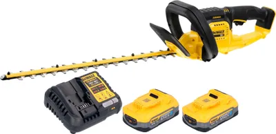 Image de Taille-haie sans fil Dewalt DCMHT 563 H2 18 V 55 cm + 2 batteries Powerstack 5,0 Ah + chargeur
