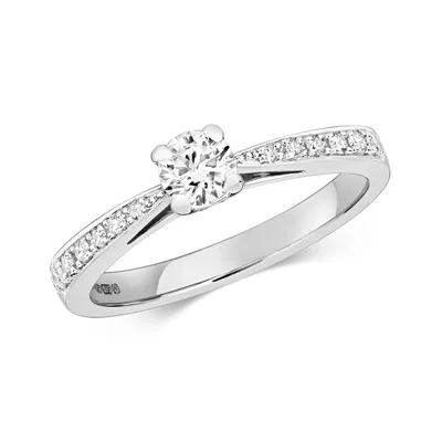 Produktbild von Funkelndes Feuer 9 Karat (375) Weißgold Damen - Diamant Solitärring Brillant-Schliff 0.47 Karat H - I1, 53 (16.9); TRS320749KWRSM