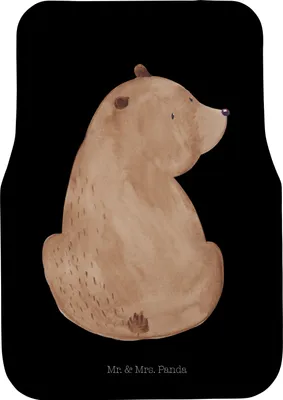 Produktbild von Mr. & Mrs. Panda Automatte Bär Schulterblick - Schwarz - Geschenk, Fußmatte Fürs Auto, Selbstachtung, Bären, Weisheit, Bärenliebe, Teddybär, Autoteppich, Motivation, Kfz