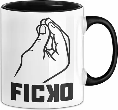 Produktbild von Ficko Tasse Geschenk Italien Itelienische Geste Geschenkidee Kaffee-Becher (Schwarz)