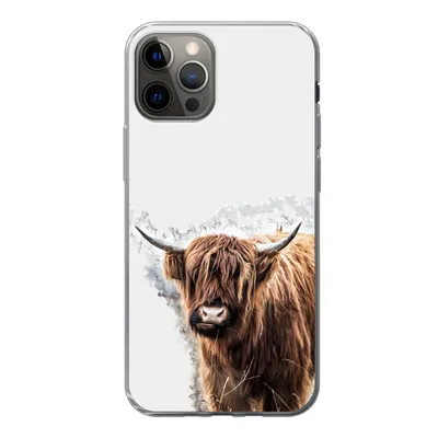 Produktbild von MuchoWow® Handyhülle Schutzhülle Hülle für iPhone 13 Pro Schottischer Highlander - Farbe - Grau Silikon Softcase Handy Hülle - Handy-Tasche