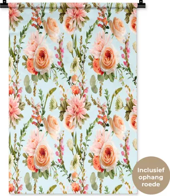 Produktbild von MuchoWow® Wandteppich Wandbehang Blumen - Rosen - Rosa 60x90 cm Tapisserie Dekoration Wandtuch - Foto-Teppich - Abwaschbar