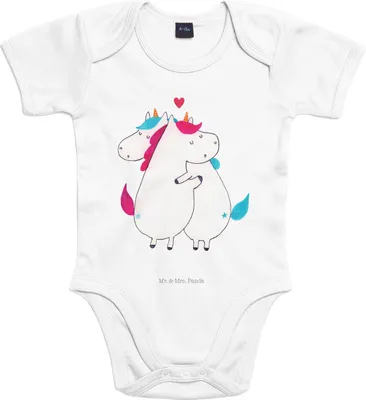 Produktbild von Mr. & Mrs. Panda Strampler Baby Einhorn Mitteilung 1. - 3. Monat - Heather Grey - Geschenk, Babybody, Liebe, Unicorn, babykleidung body, Lustig, Spruch, Einteiler