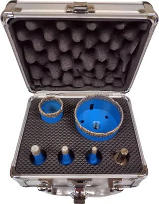 Produktbild von ELMAX | Diamantbohrer Fliesenbohrer Set, 6/10/20/35/50/68mm, 6TLG, Diamantbohrer, Lochsägen Set für Feinsteinzeug