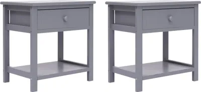 Produktbild von Nachttische 2 Stk. Grau 40x29x42 cm Paulownia Holz