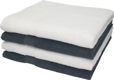Produktbild von Betz 4 Stück Duschtücher 70x140 cm PALERMO 100% Baumwolle  Farbe: anthrazit und weiß