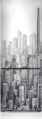 Produktbild von Kühlschrankfolie Aufkleber Kühlschrankmagnete Dekoration Kühlschrankfolie 70x190 cm - Schwarze Stadt