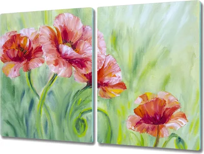 Produktbild von Coloray Schneidebrett Herdabdeckplatte 2x40x52 cm Kochplattenabdeckung Hackbrett Küchenbrett - Blumen Pflanzen