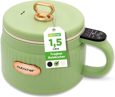 Immagine prodotto di NutriChef 1.6 QT Cuociriso elettrico portatile e Lunch Maker, multifunzionale e con rivestimento ceramico antiaderente, verde