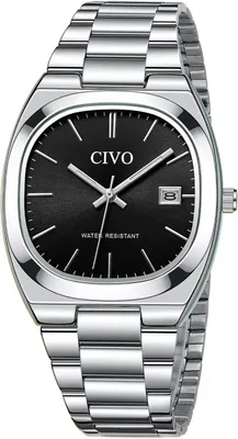 Image de Montre homme en acier inoxydable, à quartz, style business, avec date luminescente, décontractée et étanche – Idée cadeau pour l'anniversaire d'un père ou d'un mari
