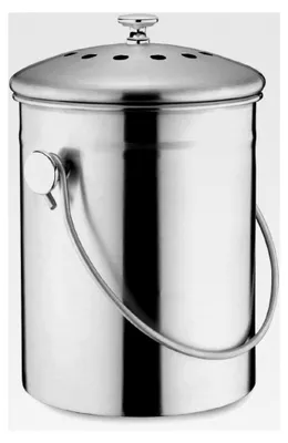 Produktbild von Biomüll-Abfalleimer aus Edelstahl mit Aktivkohle-Filter, 3 Liter, Silber