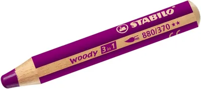 Image de Crayon de couleur, aquarelle & craie de cire - STABILO woody 3 in 1 - Pack de 5 - violet